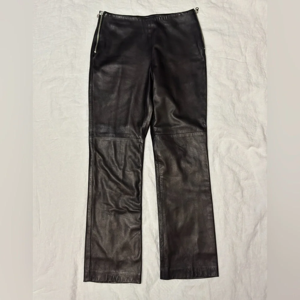 Comme Toujour Butter Soft Black Leather Trouser Pants Size 10 Grunge Indie Retro